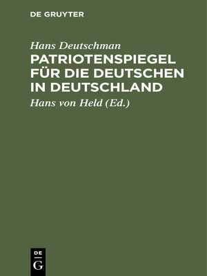 cover image of Patriotenspiegel für die Deutschen in Deutschland